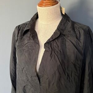 NEW with Tags - J Crew Cupro V-Neck Popover Blouse | Size M | Black
